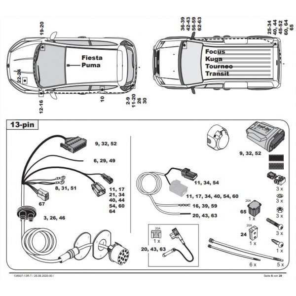 FAISCEAU SPECIFIQUE 13 BROCHES POUR FORD TRANSIT CONNECT / TOURNEO