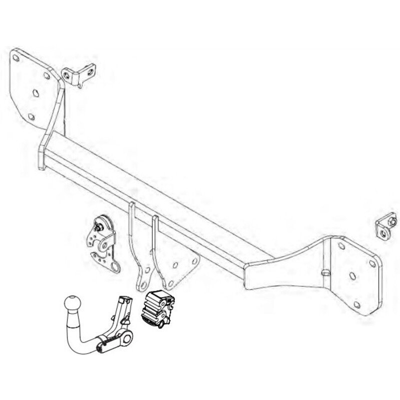 Attelage Démontable Renault Trafic III (09/14-) + Faisceau 7 Broches + Boîtier électronique - Rotule Verticale, 2100 Kg